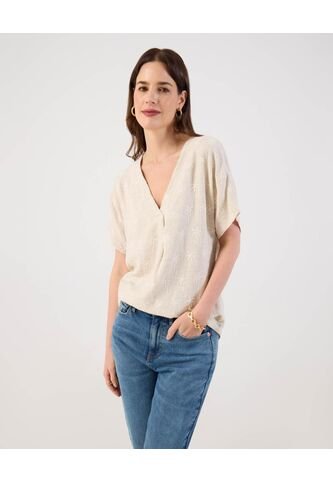 Blusa  Para Mujer Manga Corta Color Beige Marca Patprimo #30123625 Patprimo