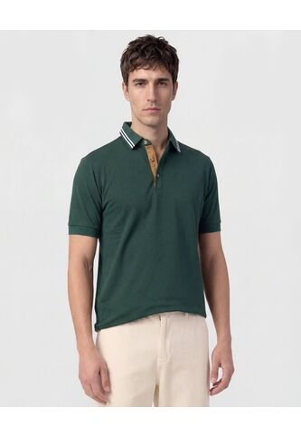 Polo Con Pechera En Contraste   Para Hombre Verde Patprimo Patprimo