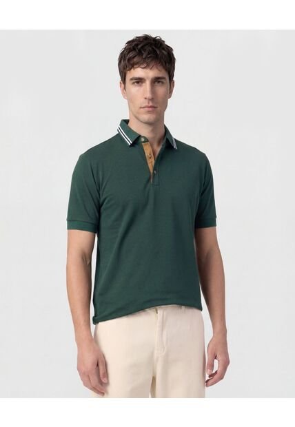 Polo Con Pechera En Contraste   Para Hombre Verde Patprimo