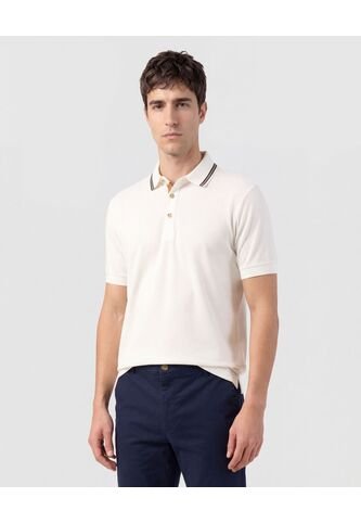 Polo Con Pechera En Contraste   Para Hombre Crema Patprimo Patprimo
