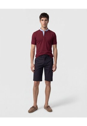 Polo Con Cuello Neru Y Pechera   Para Hombre Vino Patprimo