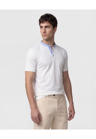 Polo Con Cuello Neru Y Pechera   Para Hombre Blanco Patprimo Patprimo