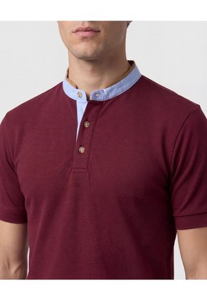 Polo Con Cuello Neru Y Pechera   Para Hombre Vino Patprimo