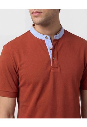 Polo Con Cuello Neru Y Pechera Para Hombre Naranja Patprimo