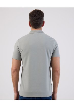 Camisa Polo Micro-Rayas Tejido Piqué   Para Hombre Gris Patprimo