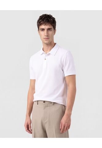 Polo Unicolor Texturizada   Para Hombre Blanco Patprimo Patprimo