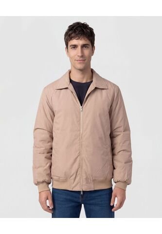 Chaqueta Bomber Con Cuello Camisero   Para Hombre Beige Patprimo Patprimo