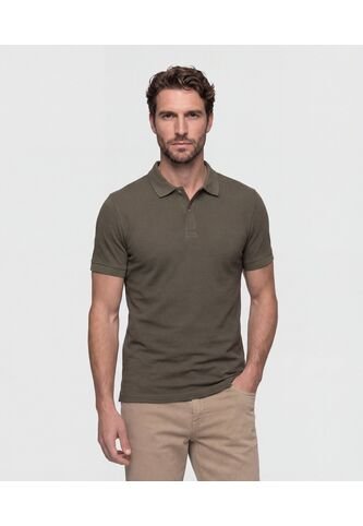 Polo Unicolor Texturizada   Para Hombre Verde Patprimo Patprimo