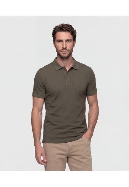 Polo Unicolor Texturizada   Para Hombre Verde Patprimo