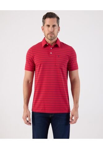 Polo De Rayas Con Bolsillo   Para Hombre Rojo Patprimo Patprimo