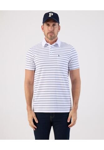 Polo De Rayas Con Bolsillo   Para Hombre Blanco Patprimo Patprimo