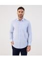 Camisa De Rayas Manga Larga   Para Hombre Azul Patprimo de Patprimo
