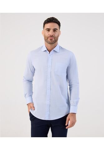 Camisa De Rayas Manga Larga   Para Hombre Azul Patprimo Patprimo