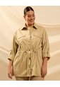 Chaqueta Con Ajuste En Cintura  Curvy  Para Mujer Beige Patprimo de Patprimo