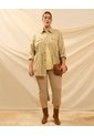 Chaqueta Con Ajuste En Cintura  Curvy  Para Mujer Beige Patprimo de Patprimo