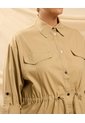 Chaqueta Con Ajuste En Cintura  Curvy  Para Mujer Beige Patprimo de Patprimo