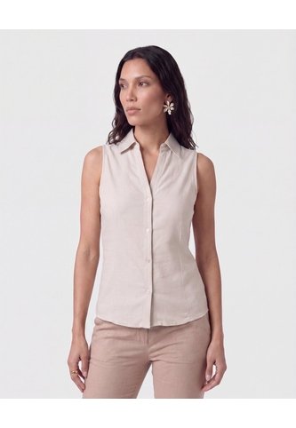Camisa Sin Mangas Cuello Clásico   Para Mujer Gris Patprimo Patprimo