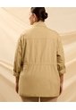 Chaqueta Con Ajuste En Cintura  Curvy  Para Mujer Beige Patprimo de Patprimo