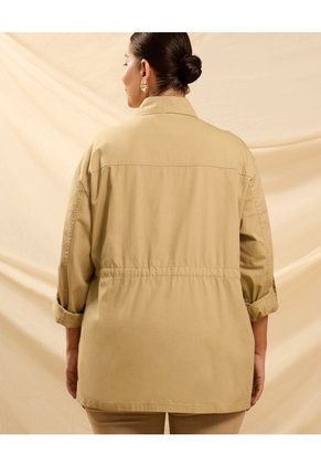 Chaqueta Con Ajuste En Cintura  Curvy  Para Mujer Beige Patprimo
