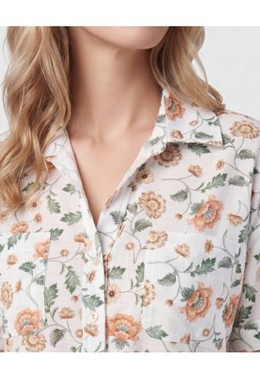 Camisa De Manga Corta Con Bolsillos Para Mujer Blanco Patprimo