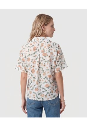 Camisa De Manga Corta Con Bolsillos Para Mujer Blanco Patprimo