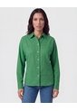 Camisa Manga Larga Con Corte Frontal   Para Mujer Verde Patprimo de Patprimo