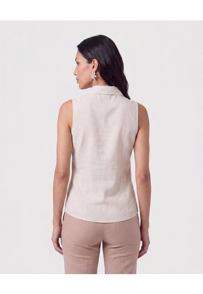 Camisa Sin Mangas Cuello Clásico   Para Mujer Gris Patprimo