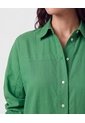 Camisa Manga Larga Con Corte Frontal   Para Mujer Verde Patprimo de Patprimo