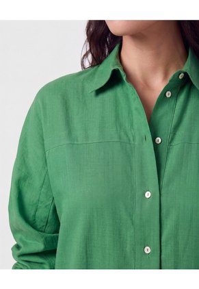 Camisa Manga Larga Con Corte Frontal Para Mujer Verde Patprimo