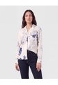 Camisa Manga Larga Cuello Solapa   Para Mujer Crema Patprimo de Patprimo