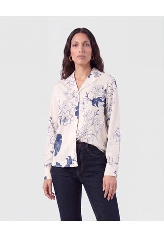 Camisa Manga Larga Cuello Solapa   Para Mujer Crema Patprimo Patprimo