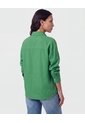 Camisa Manga Larga Con Corte Frontal   Para Mujer Verde Patprimo de Patprimo