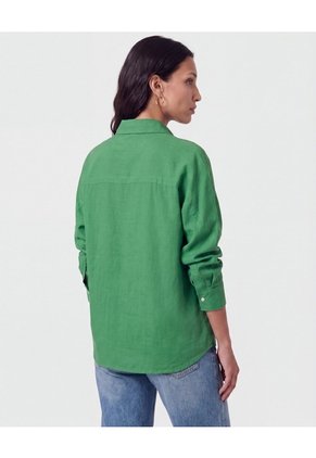Camisa Manga Larga Con Corte Frontal Para Mujer Verde Patprimo