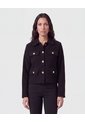 Chaqueta Corta Con Botones Dorados   Para Mujer Negro Patprimo de Patprimo