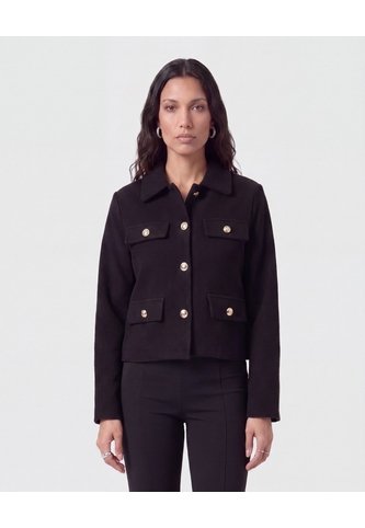 Chaqueta Corta Con Botones Dorados   Para Mujer Negro Patprimo Patprimo