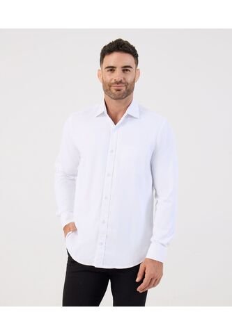 Camisa Formal De Manga Larga Con Bolsillo   Para Hombre Blanco Patprimo Patprimo