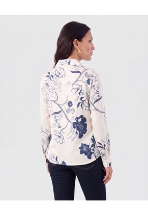 Camisa Manga Larga Cuello Solapa   Para Mujer Crema Patprimo