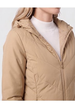 Chaqueta Acolchada Con Capota Para Mujer Café Patprimo