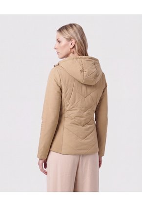 Chaqueta Acolchada Con Capota Para Mujer Café Patprimo