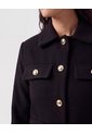 Chaqueta Corta Con Botones Dorados   Para Mujer Negro Patprimo de Patprimo