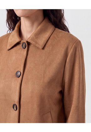 Chaqueta Corta Estilo Camisero   Para Mujer Café Patprimo