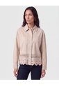 Chaqueta Con Ruedo Troquelado   Para Mujer Beige Patprimo de Patprimo