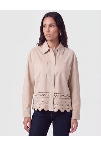Chaqueta Con Ruedo Troquelado   Para Mujer Beige Patprimo Patprimo