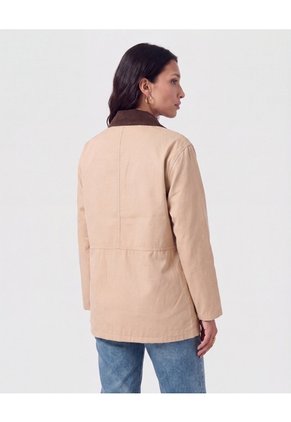 Chaqueta Con Cuello De Pana Para Mujer Beige Patprimo