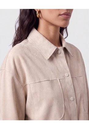 Chaqueta Con Ruedo Troquelado Para Mujer Beige Patprimo