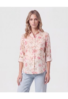 Camisa De Mangas Recogibles Para Mujer Rosa Patprimo