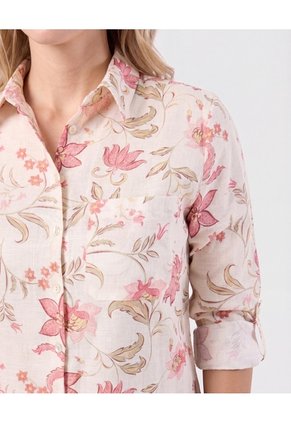 Camisa De Mangas Recogibles Para Mujer Rosa Patprimo