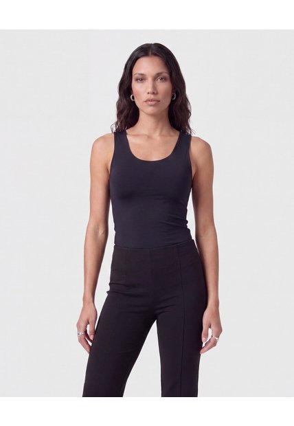 Top Sin Mangas Cuello U   Para Mujer Negro Patprimo
