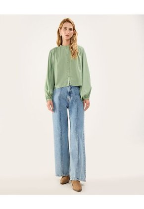 Blusa Cuello Mao  Para Mujer Verde Patprimo
