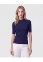 Camiseta De Punto Cuello Redondo   Para Mujer Azul Patprimo de Patprimo